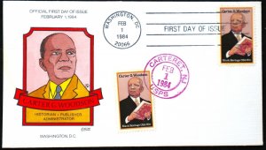 U.S. Used #2073 20c Carter Woodsen 1984 Collins First Day Cover. Pristine!