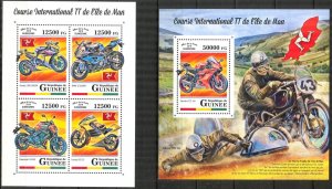 Guinea 2018 Motorcycles Man Island sheet + S/S MNH