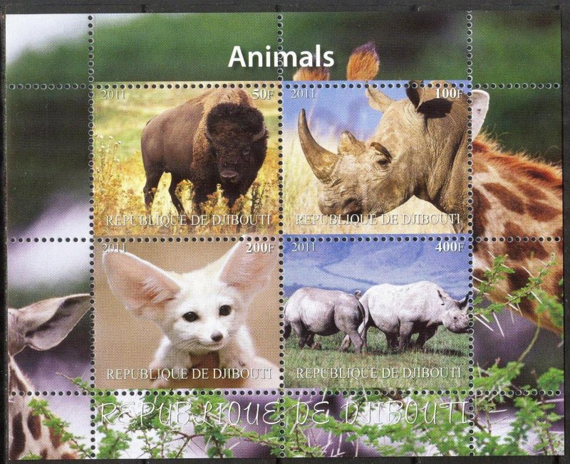 Djibouti 2011 Animals Bison's Rhinoceros MNH Private