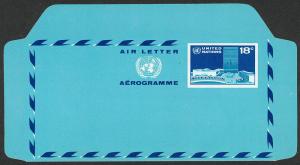 U.N. New York 18c Air Letter / Aerogramme Mint