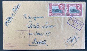 1940s Kenya Refugee Camp 1 British KUT Censored Cover To Triest Italy