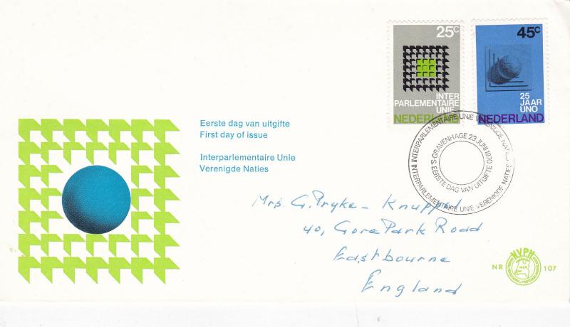 Netherlands 1970 Interparliamentary Union-United Nations 25th ann FDC VGC No.107