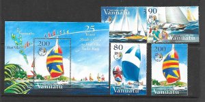 VANUATU Sc 858-61A NH SET+SOUVENIR SHEET OF 2004 - YACHTS 