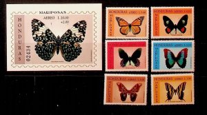 HONDURAS Sc C998-1004 NH SET+S/S OF 1997 - BUTTERFLIES