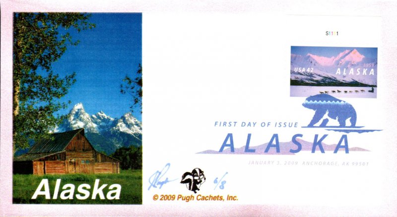 #4374 Alaska Statehood Plate Pugh FDC