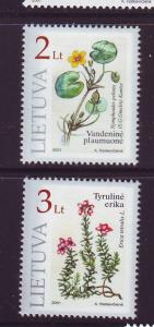 Lithuania Sc693-4 2001 Flowers Red Book stamps NH