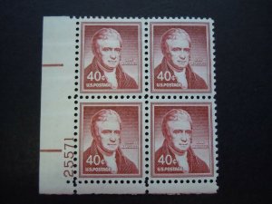 1955 #1050a 40c John Marshall Plate Block Dry Printing MNH OG