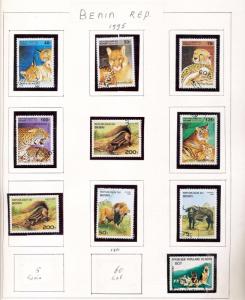 BENIN 1995/98 Wildlife Dogs Birds Sheets Used 90 +Items (pie 269)