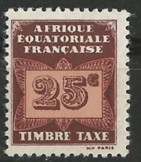 French Equatorial Africa # J4  Postage Due - Butterfly 25c (1) Unused VF