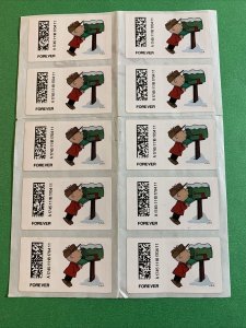 US CVP93 Charlie Brown Christmas Kiosk ATM forever sheet (10 stamps) 2015