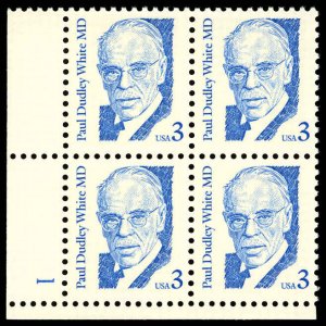 US Scott 2170 XF/MNH Plate Block - 1987 3¢ Paul Dudley White, MD - P.O. Fresh