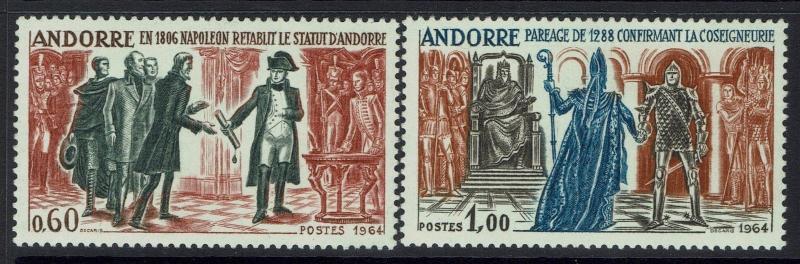 French Andorra SC# 159 and 160, Mint Lightly Hinged - Lot 120716