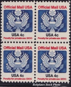 BOBPLATES #O128 Official Block of 4 F-VF MNH