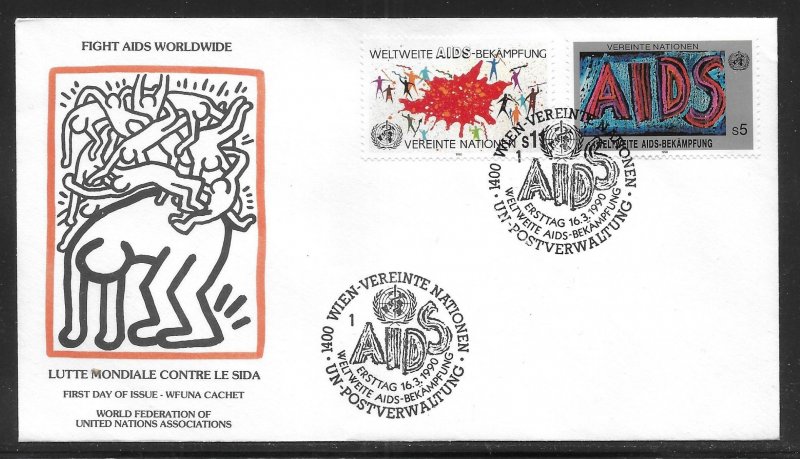 UN Vienna 99-100 AIDS WFUNA Cachet FDC First Day Cover