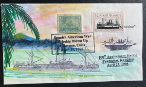 1998 Pawtucket RI USA Hand Painted Cover Spanish American War Centenary