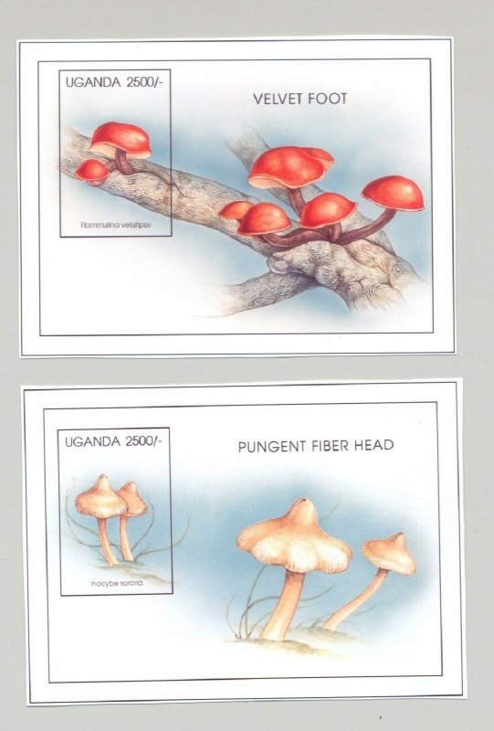 Uganda #1422-1423 Mushrooms 2v S/S Imperf Chromalin Proofs