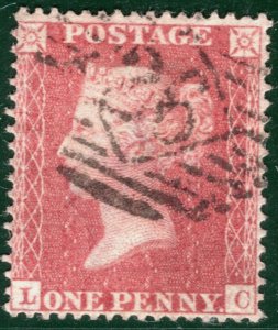 GB QV PENNY RED Stamp SG.36 Spec C11 1d Plate 34 (LC) LC16 Used Cat £80 REDS84