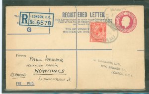 Great Britain  Registered letter with 1934 year date from Germany