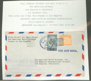 Panama RA32/C112 First Flight to Los Angeles 12.6.51, Back Cancel 12.6.51