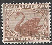 Western Australia 92  3 pence VF Used