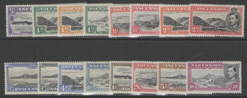 ASCENSION SG38b/47a 1938-53 DEFINITIVE SET MTD MINT