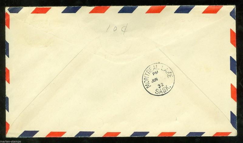 CANADA   FIRST FLIGHT COVER LAC LA RONGE TO  MONTREAL LAKE JUNE 8, 1932 