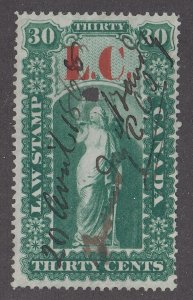 Canada Revenue QL3 Used Quebec Law Stamp