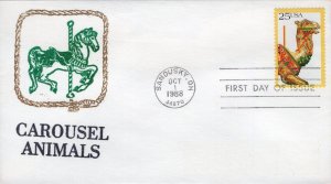Set of 4 Western Cachet Printed FDCs for the 1988 25c Carousel Animals Stamps