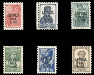 German WWII Occupation, Latvia #Mi. 1-6 Cat€100, 1941 5k-50k, set of six, n...