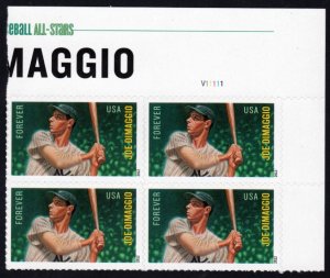 SC# 4697 - (45c) - MLB - All-Stars - Joe Dimaggio - MNH plate Block/4