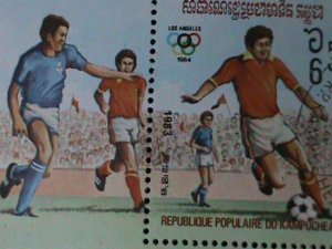 ​CAMBODIA-1984 OLYMPIC GAMES-LOS ANGELES'84 SOCCER CTO FANCY CANCEL-S/S VF