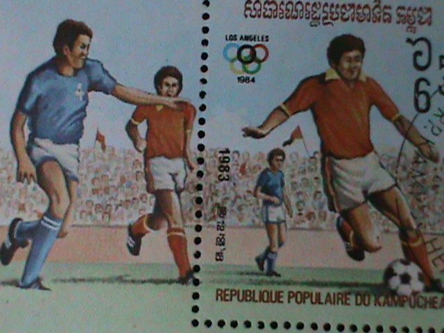 ​CAMBODIA-1984 OLYMPIC GAMES-LOS ANGELES'84 SOCCER CTO FANCY CANCEL-S/S VF