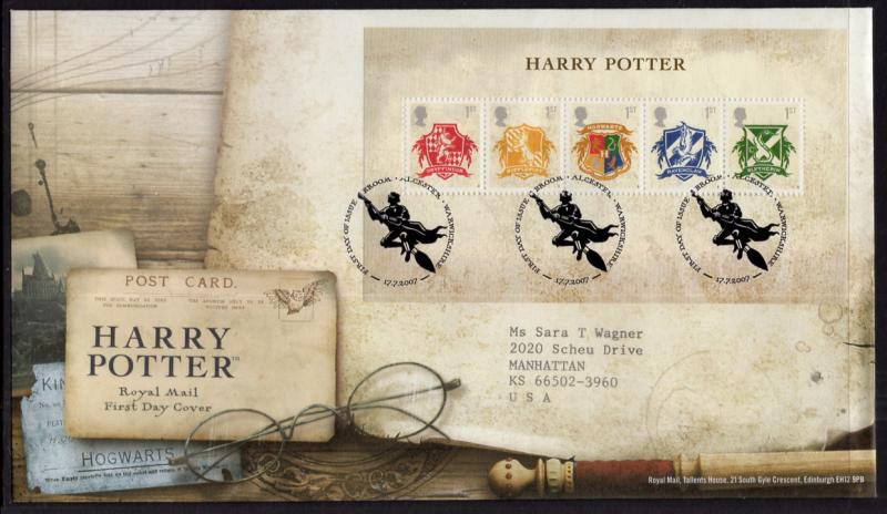  Great Britain 2486 Harry Potter Souvenir Sheet Typed FDC
