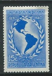 Argentina #473 15c Map North & South America(MH) CV$0.50