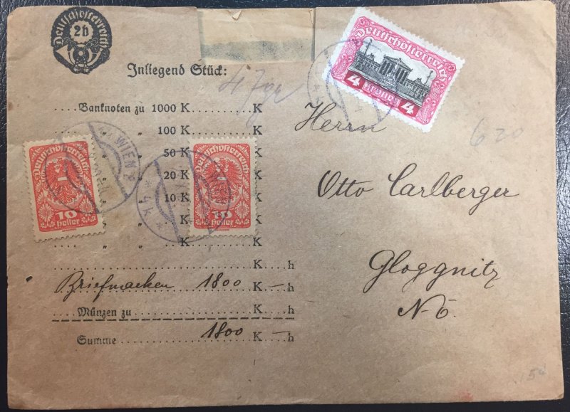 Austria #204, 218, 222 on Cover Used 1919-1920