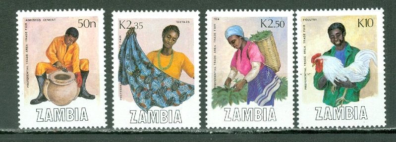 ZAMBIA TRADES 1988 #444-447 SET MNH...$3.30