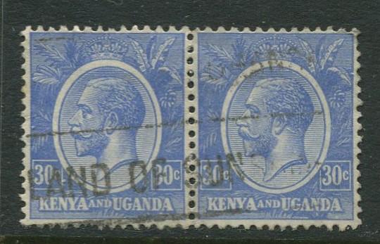 Kenya & Uganda - Scott 26 - KGV Definitive -1922 - Used- Horiz.Pair 30c Stamp