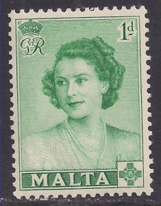 Malta 1950 KGV1 1d Visit Princess Elizabeth MM SG 255 ( E1293 )