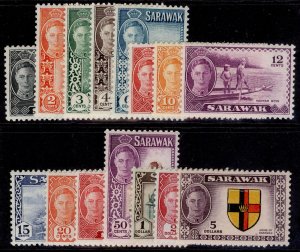 SARAWAK GVI SG171-185, 1950 complete set, LH MINT. Cat £140.