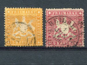 Wuerttemberg #20,22 Used F-VF  - Lakeshore Philatelics