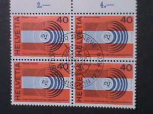 SWITZERLAND-1976- INTL. TELECOMMUNICATION UNION CTO PLATE BLOCK-FANCY CANCEL