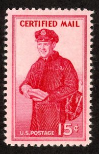 US FA1 MH 1955 15c red Certified Mail