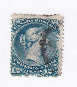CANADA # 28  12.5cts LARGE QUEEN BLUE PART CIRCLE CANCEL