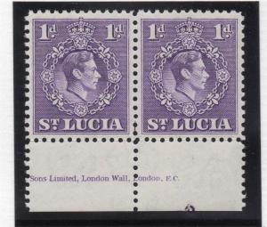 St Lucia 1938 Early Issue Fine Mint Hinged 1d. Pair 039048