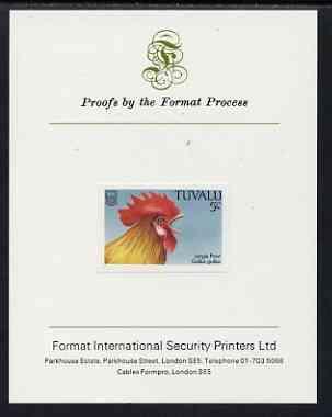 Tuvalu 1988 Red Junglefowl 5c imperf proof mounted on For...