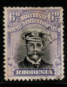 RHODESIA SG266 1913-9 6d BLACK & REDDISH LILAC HEAD DIE IIIB p14 USED