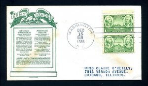 Set of # 785 to 794 on First Day Covers with various cachets dated 1936 to 1937