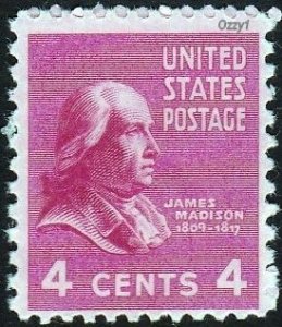 USA 1938 Sc#808 4c Red Violet James Madison MINT-VF-OG-NH.