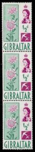 Gibraltar 147a Coil Strip MNH Flower