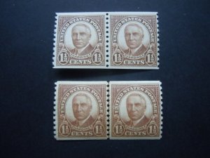 #686 1 1/2c Harding Pair & Joint Line Pair MNH OG VF CV $16.00 